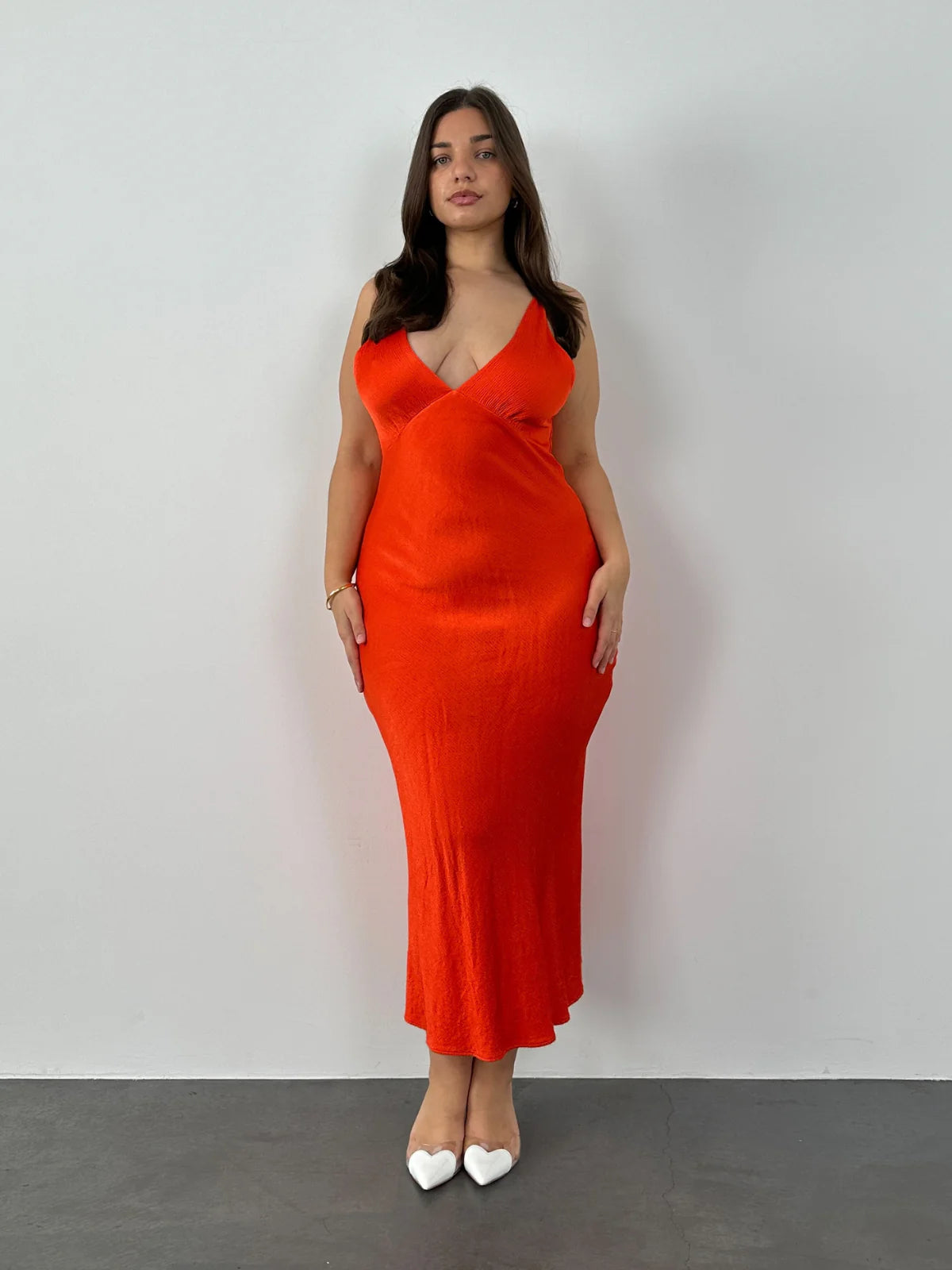 Lorelai V Neck Dress Orange