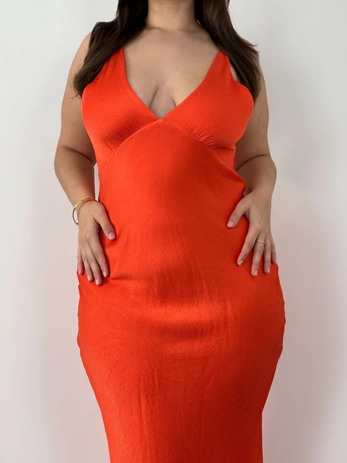 Lorelai V Neck Dress Orange