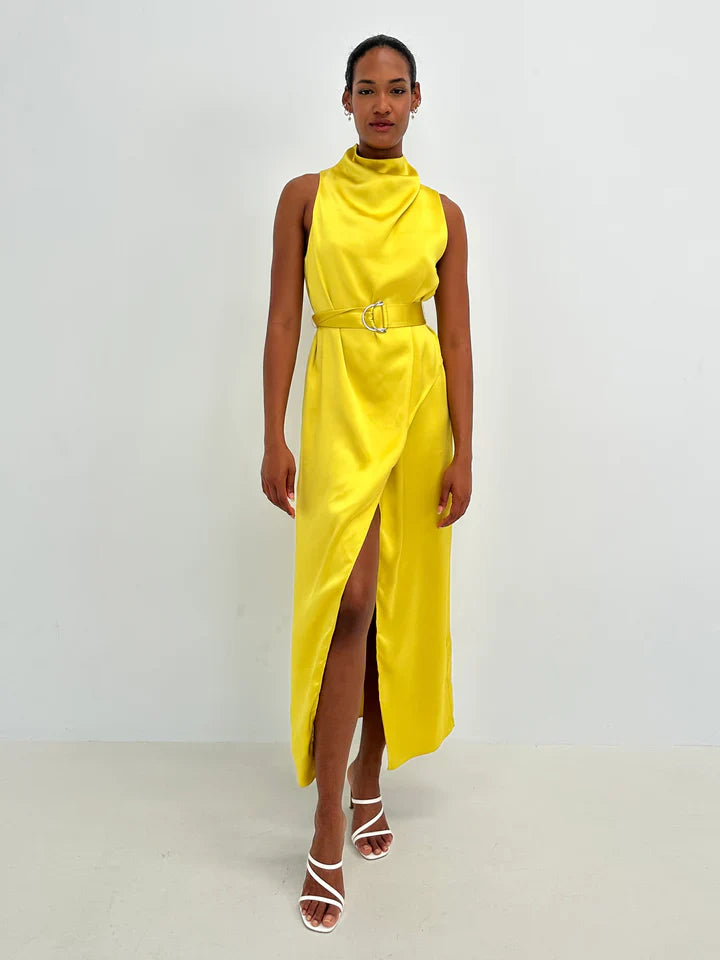 Phoebe Drape Dress Yellow