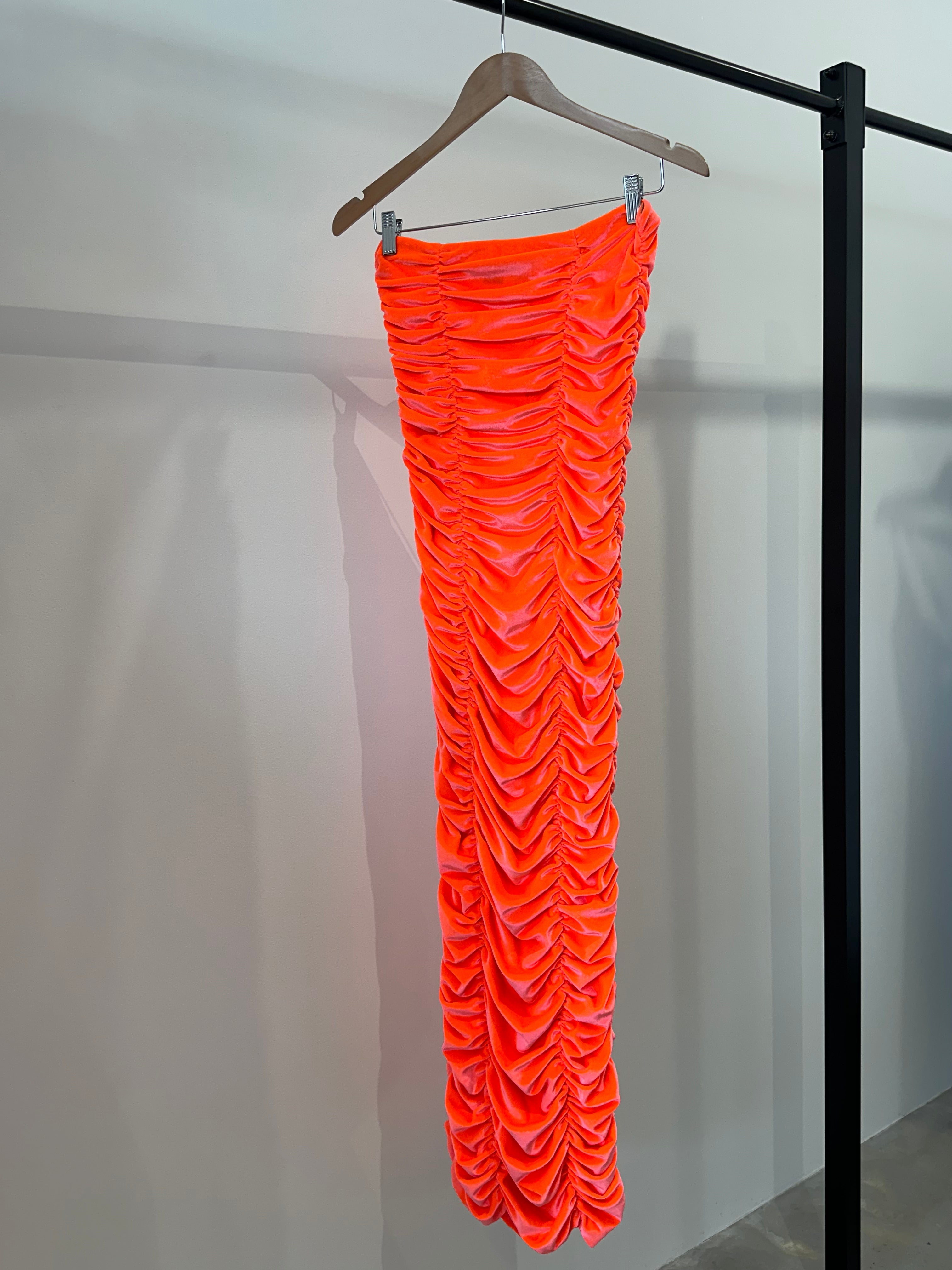 Wiggle Ruched Dress Orange