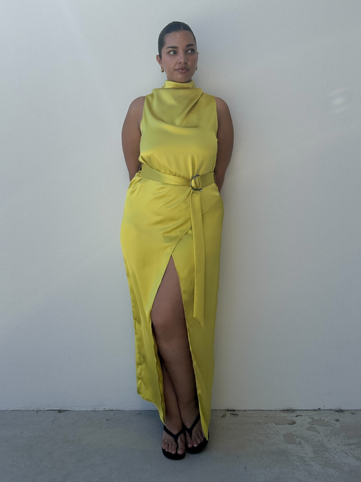 Phoebe Drape Dress Yellow